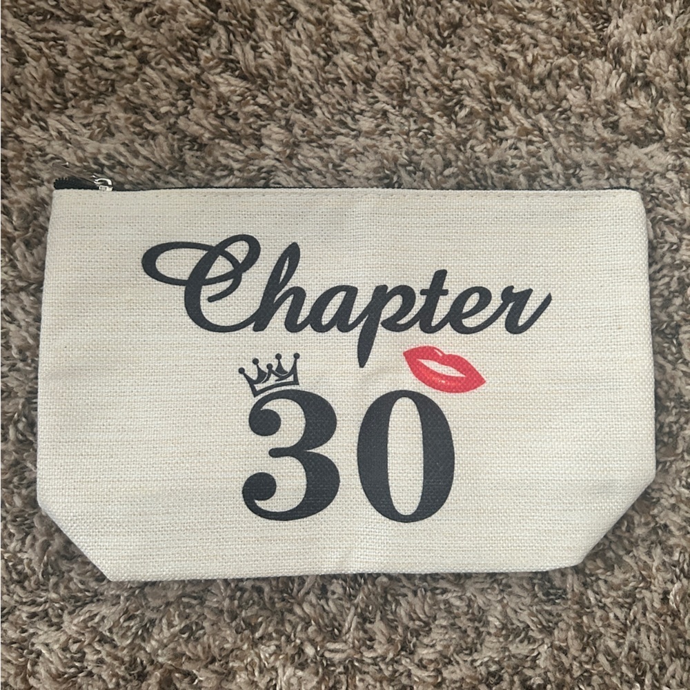 “Chapter 30” Canvas Makeup Bag – Birthday Cosmetic Pouch Gift- NEW